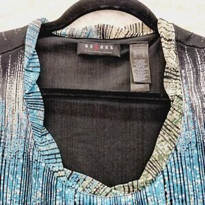 Blouse Size L Ombre Blue Lined Indie Liz Clairborne Retro Luxe Artsy Teacher Y2K